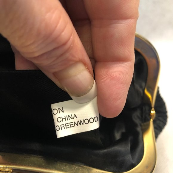 Black Rayon Clutch Bag with Gold Trim - Picture 5 of 6